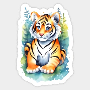 Baby Tiger Nature Kids Illustration Sticker